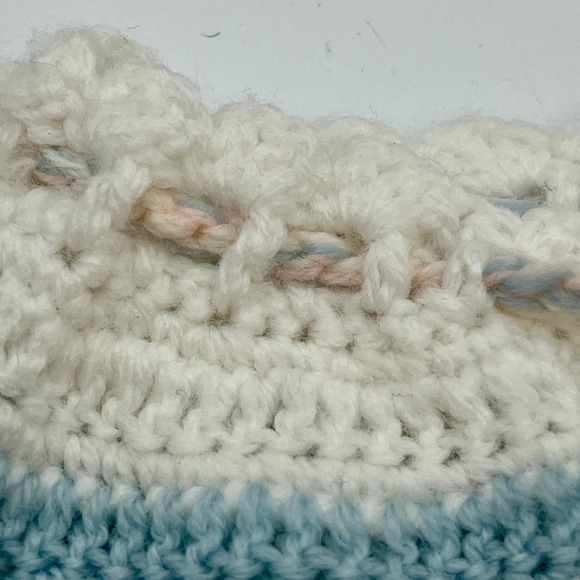 Handmade Crochet Baby Cardigan Sweater Jacket White Pink Blue Infant Knit READ - Picture 4 of 9